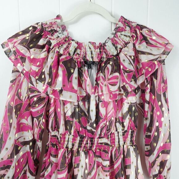 Beulah Style Womens Ruffled Smocked Tunic Large - Picture 11 of 14